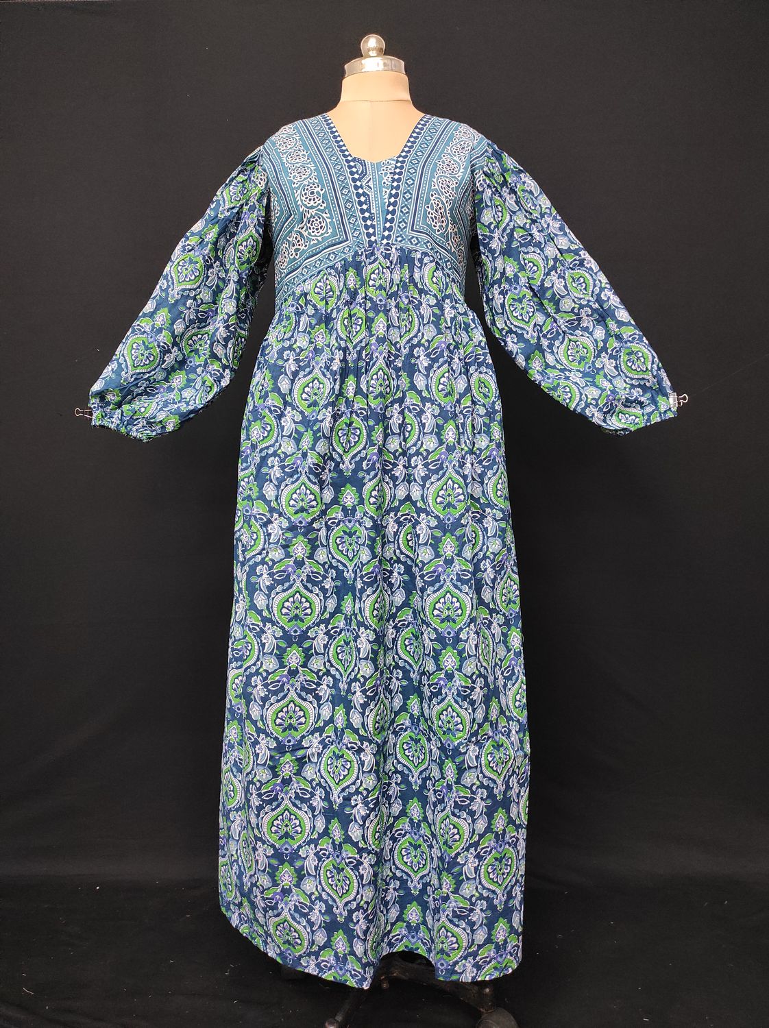 S/M Faida Printed Cotton Dress 57" Long Jalabiya JP