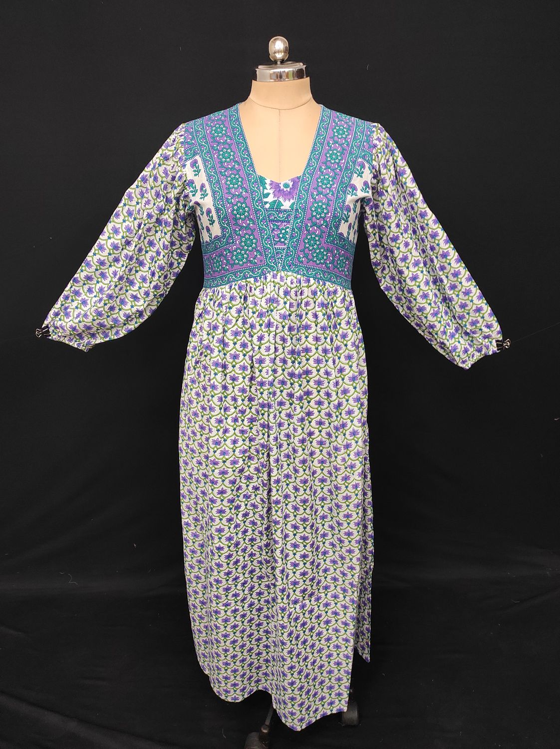 XS/S Faida Printed Cotton Dress 54" Long Jalabiya JP