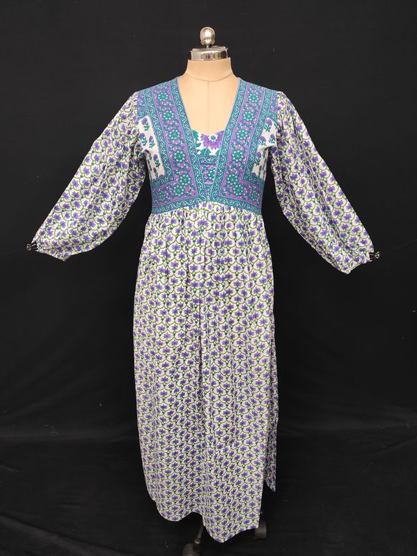 XS/S Faida Printed Cotton Dress 54" Long Jalabiya JP