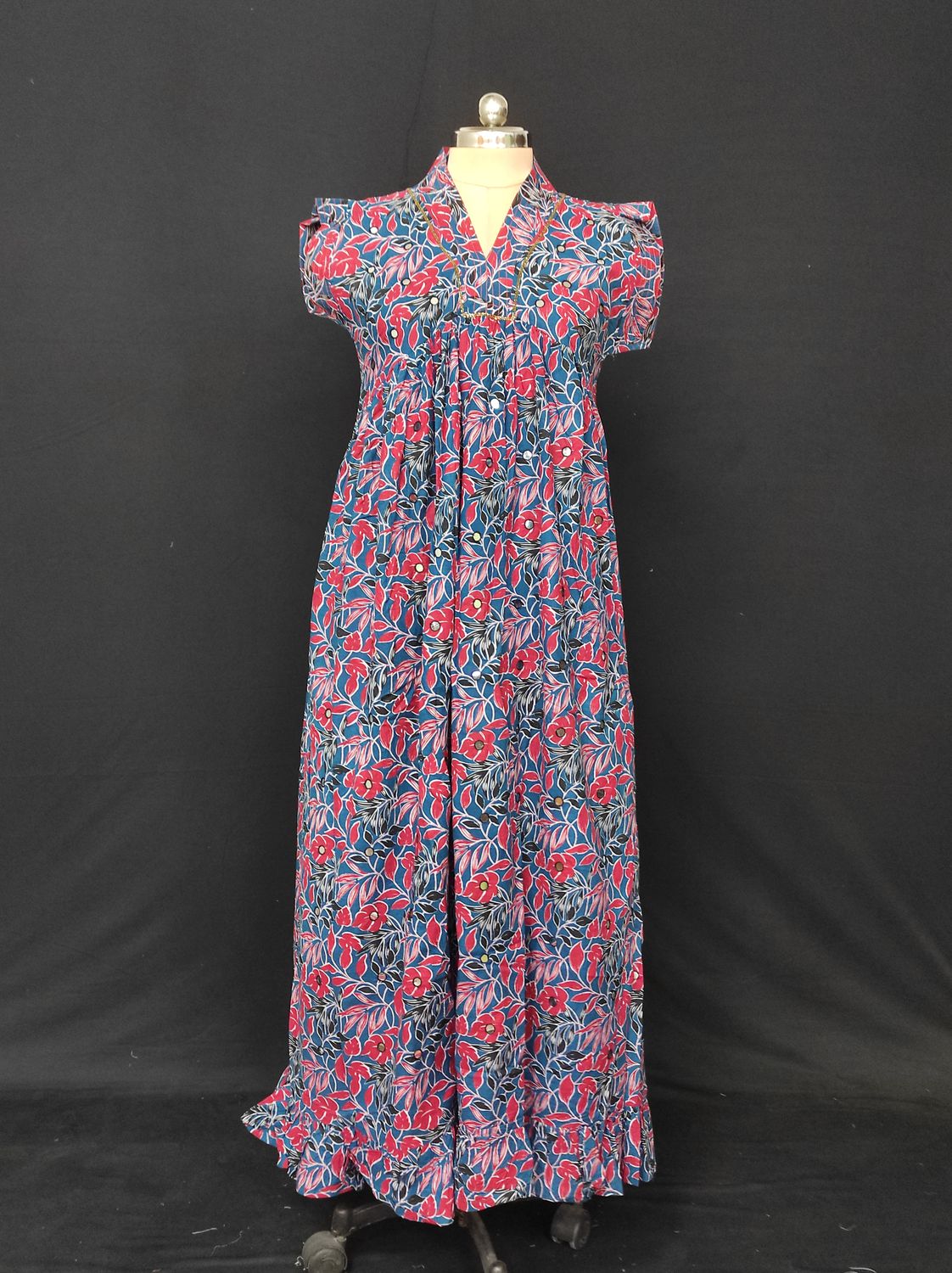 XS/S Amani Printed Cotton Dress 54" Short Sleeves Jalabiya JP