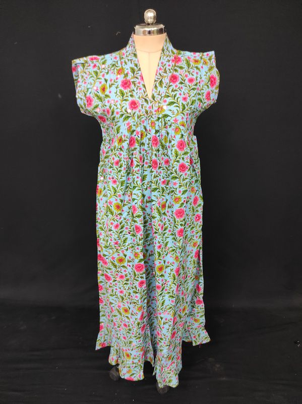 L/XL  Amani Printed Cotton Dress 57" Short Sleeves Jalabiya JP