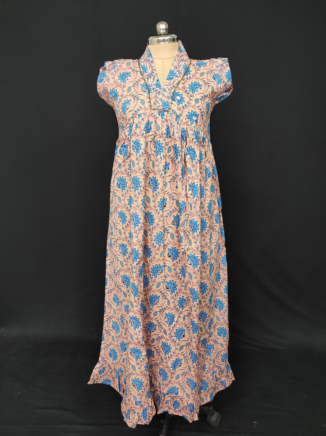 L/XL  Amani Printed Cotton Dress 57" Short Sleeves Jalabiya JP