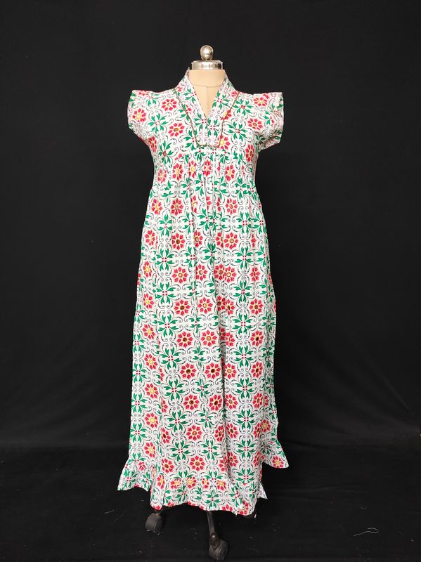 XS/S Amani Printed Cotton Dress 54" Short Sleeves Jalabiya JP