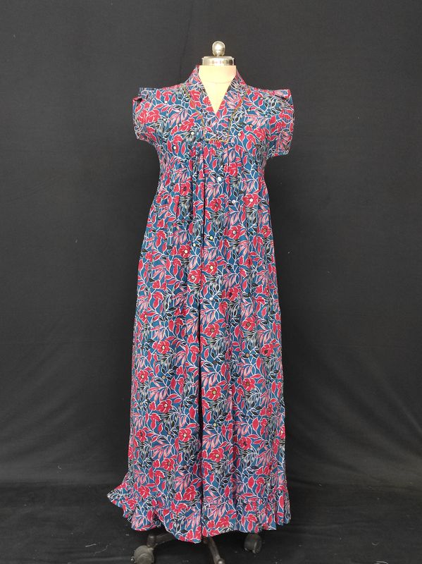 S-M Amani Printed Cotton Dress 57" Short Sleeves Jalabiya JP
