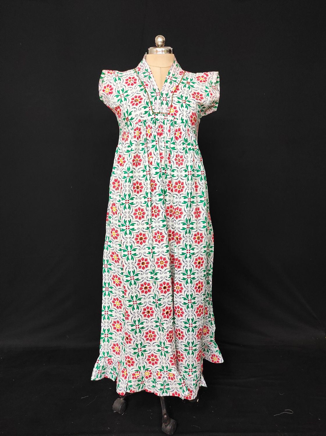 S-M Amani Printed Cotton Dress 57" Short Sleeves Jalabiya JP