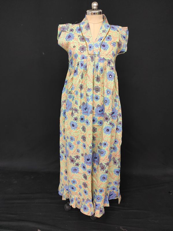 L-XL Amani Printed Cotton Dress 57" Short Sleeves Jalabiya JP