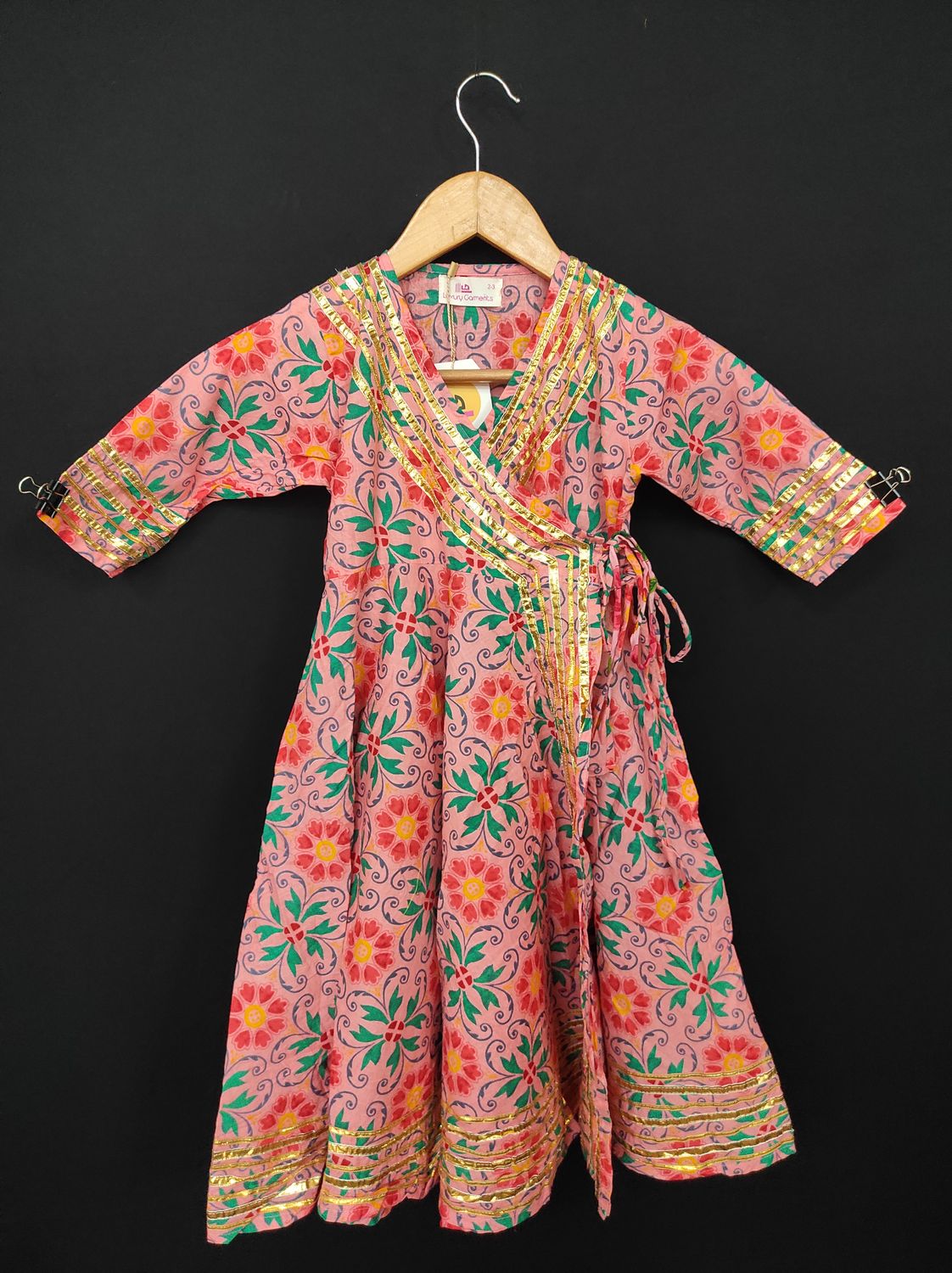 2-3 Year Priam Printed Cotton Girls Dress 26" Long Jalabiya JP