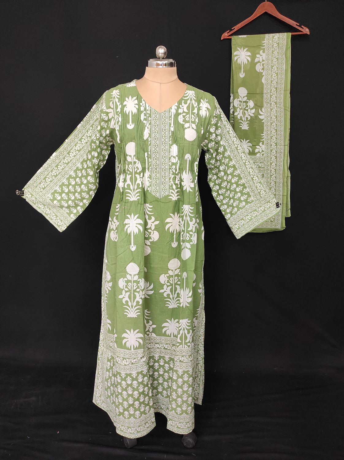 L/XL Farhi Printed Cotton Dress With Sheila 57" Long Jalabiya JP