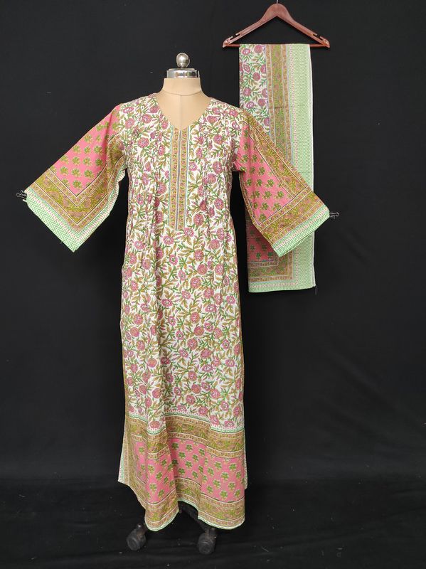 L/XL Farhi Printed Cotton Dress With Sheila 57" Long Jalabiya JP