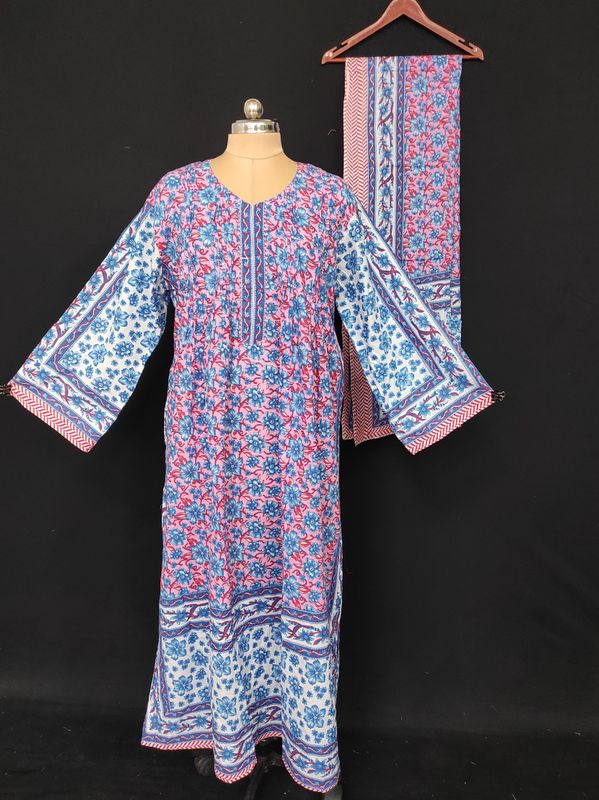 L/XL Farhi Printed Cotton Dress With Sheila 57" Long Jalabiya JP