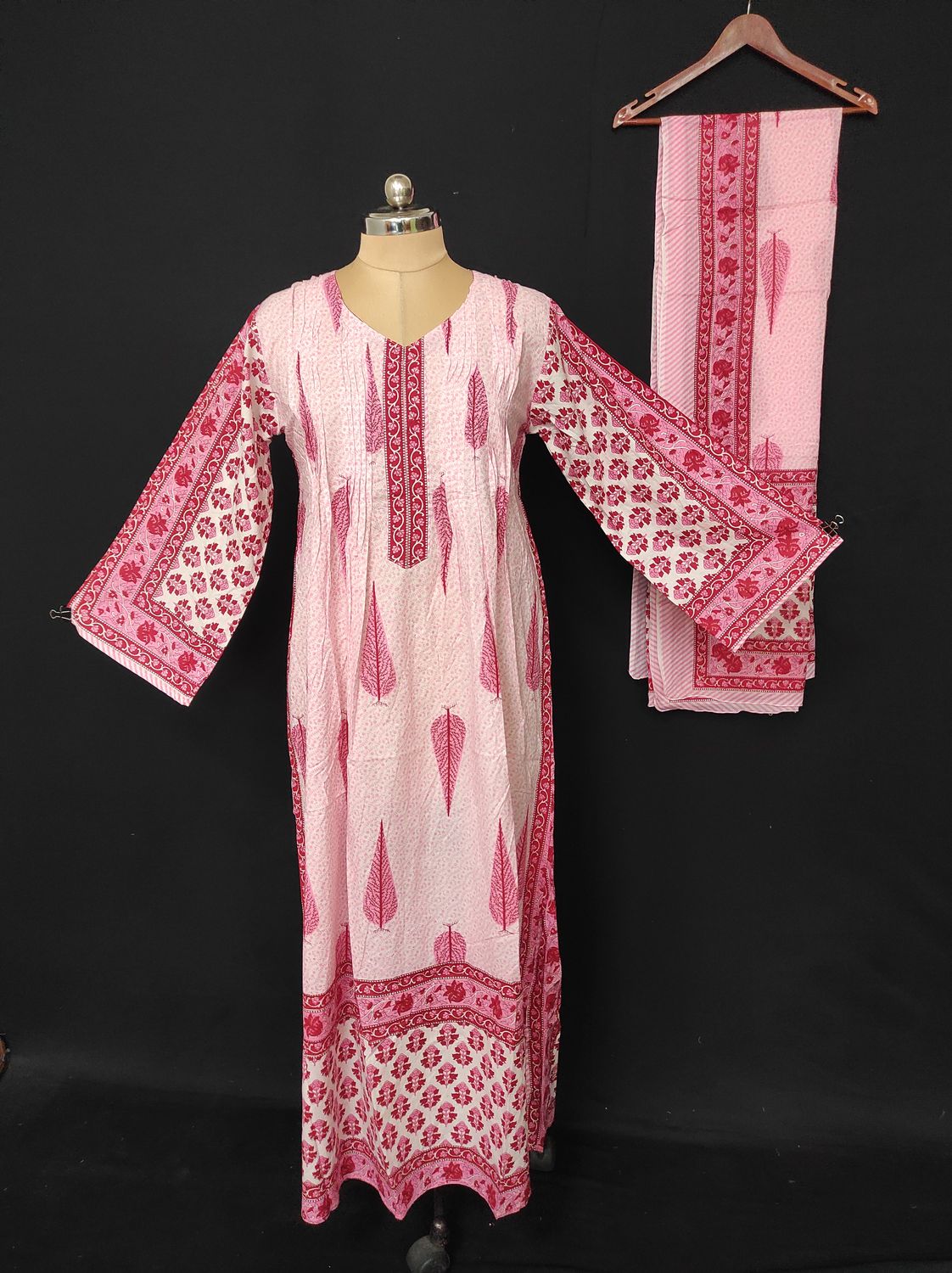 XS/S Farhi Printed Cotton Dress With Sheila 54" Long Jalabiya JP