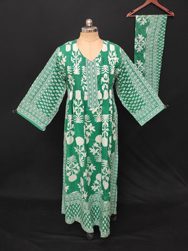 XS/S Farhi Printed Cotton Dress With Sheila 54" Long Jalabiya JP