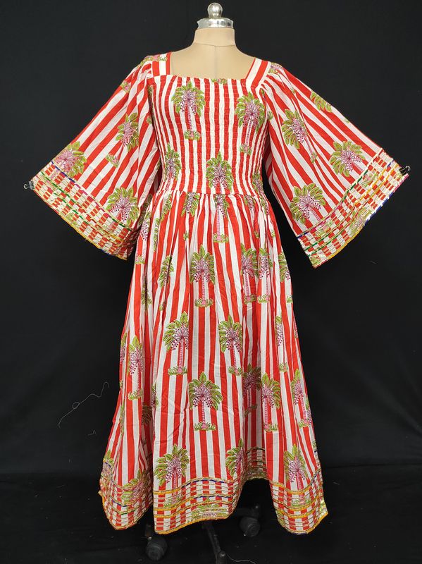XS/S Elzina Printed Cotton Dress 54" Long Jalabiya JP