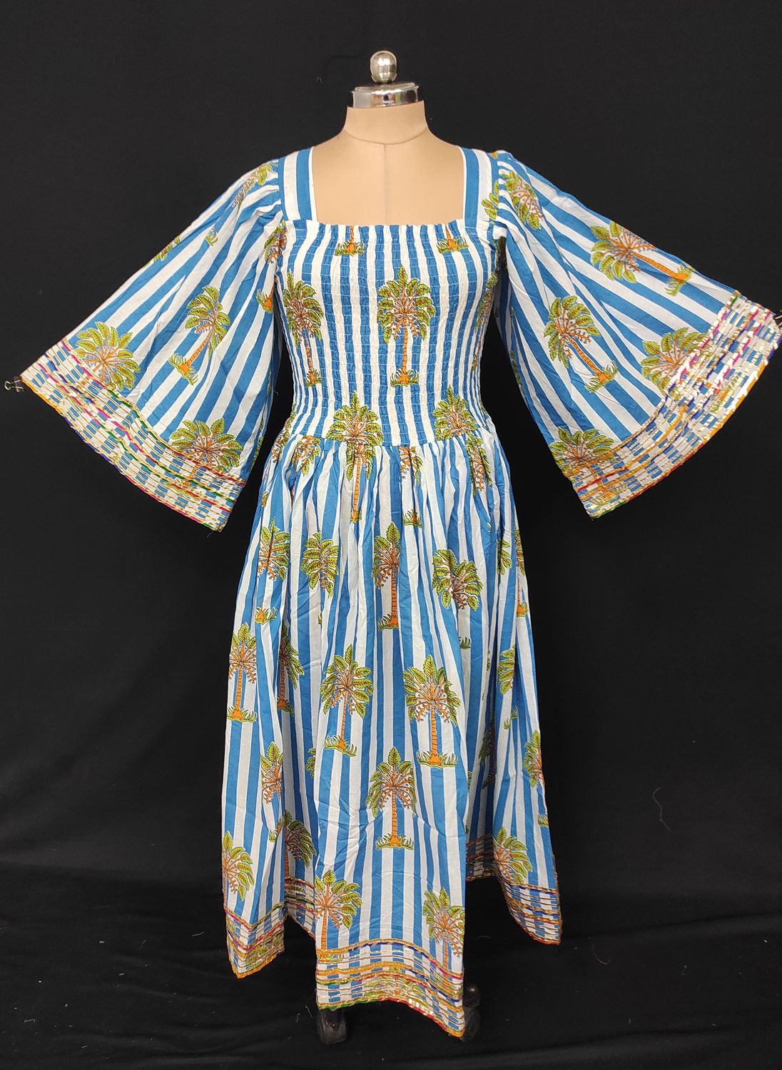 L/XL Elzina Printed Cotton Dress 57" Long Jalabiya JP