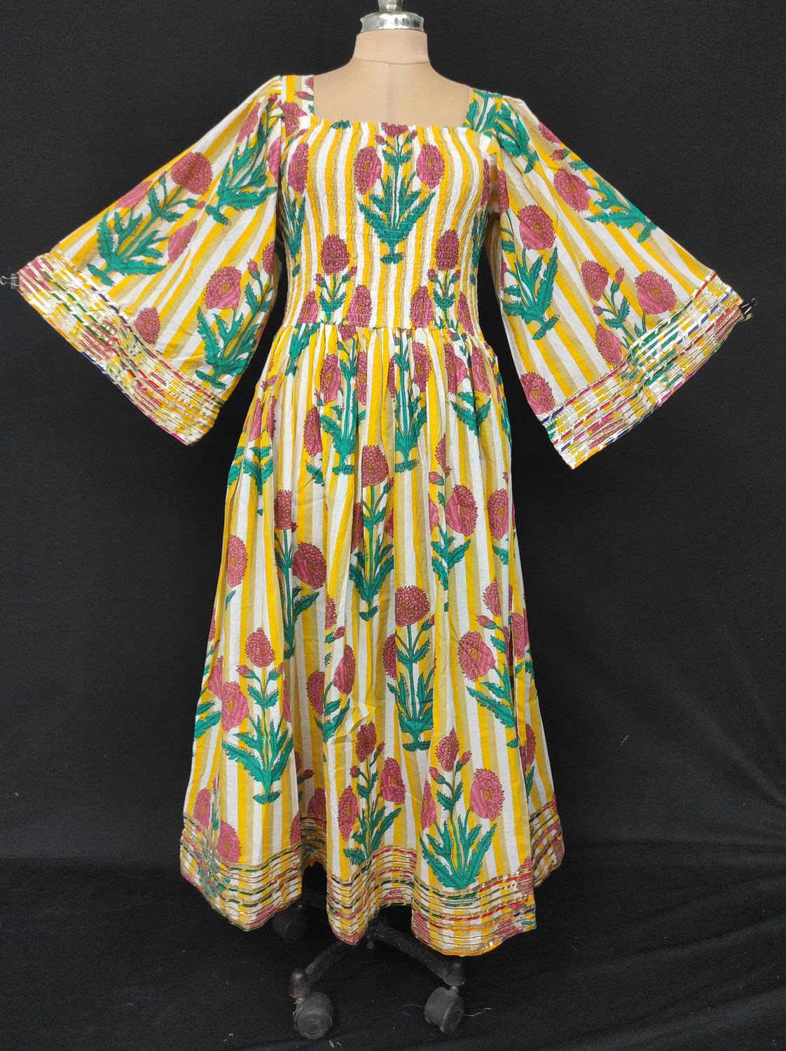 L/XL Elzina Printed Cotton Dress 57" Long Jalabiya JP