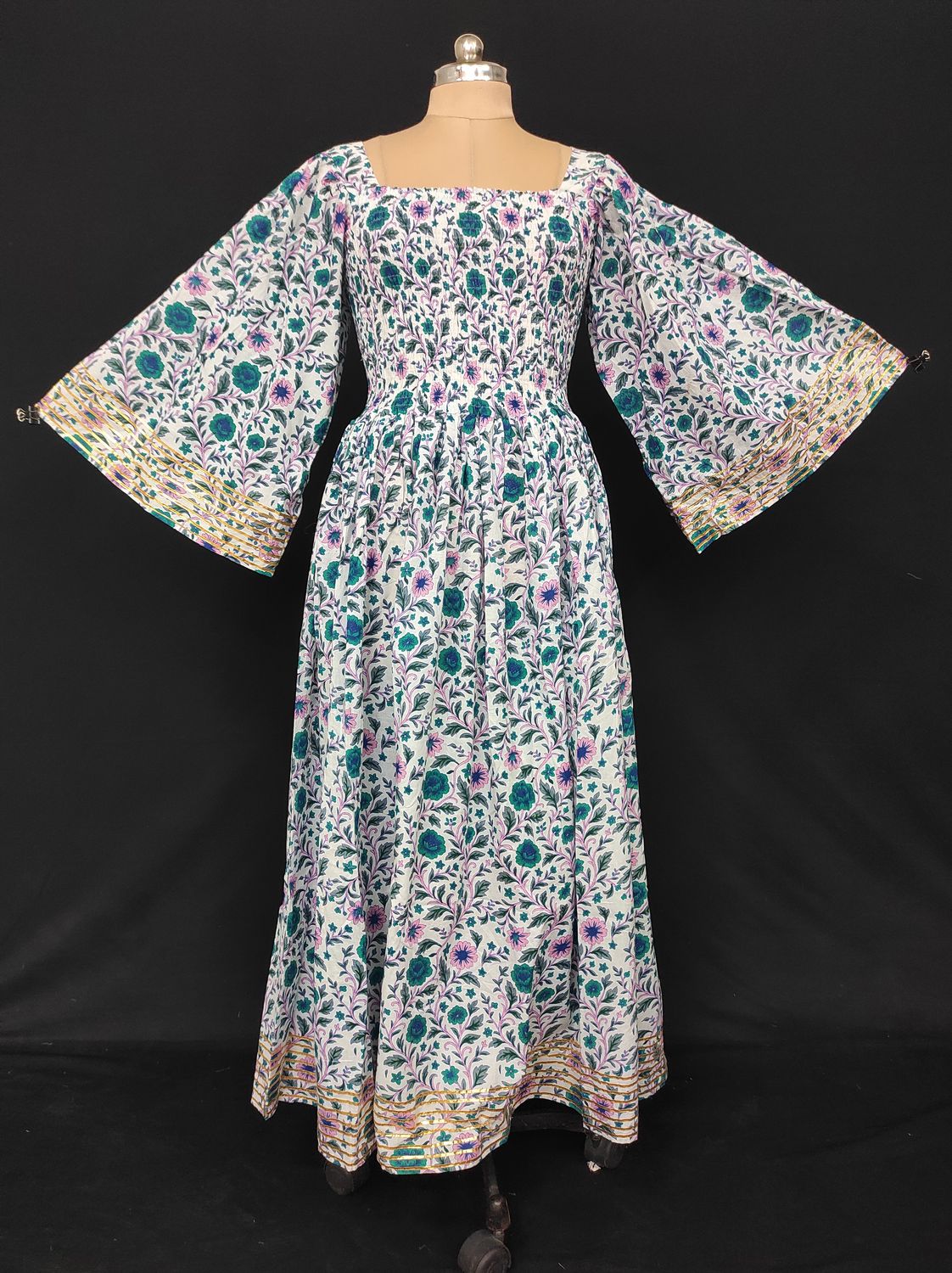 L/XL Elzina Printed Cotton Dress 57" Long Jalabiya JP