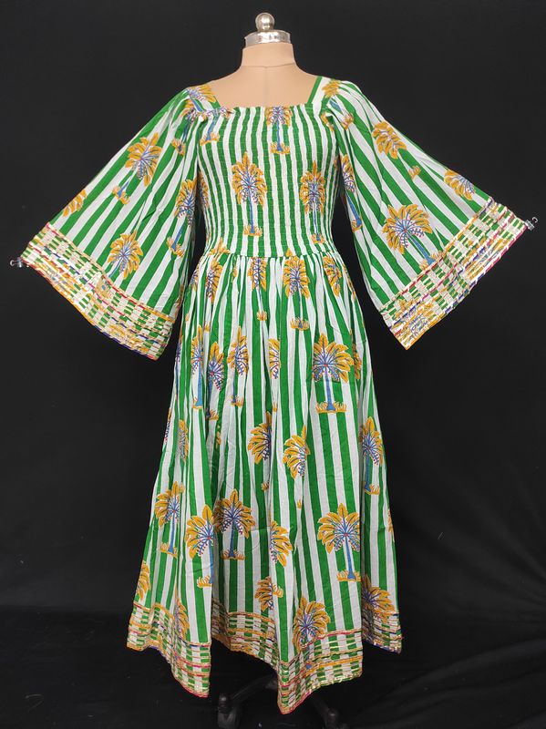 XS/S Elzina Printed Cotton Dress 54" Long Jalabiya JP