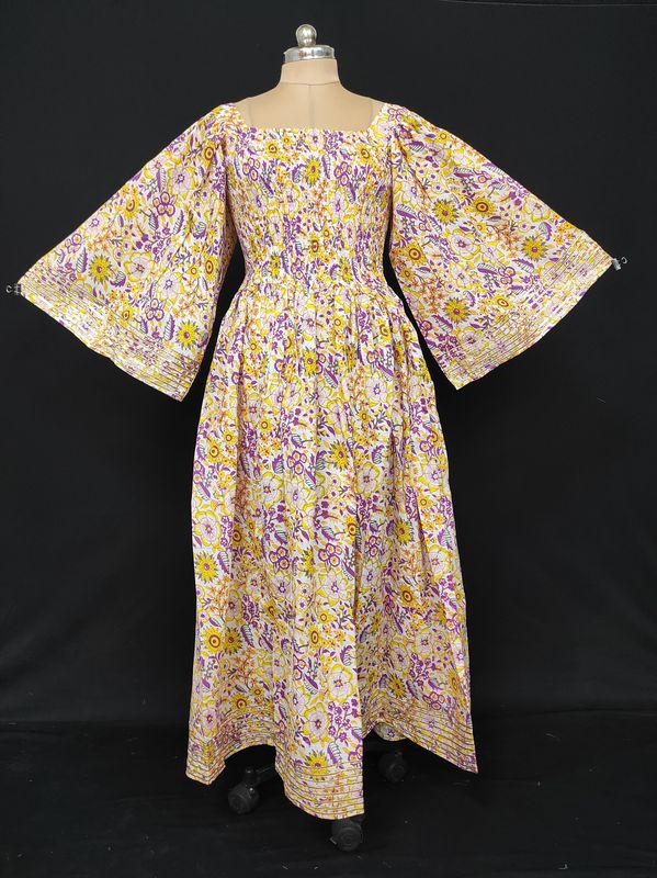 L/XL Elzina Printed Cotton Dress 57" Long Jalabiya JP