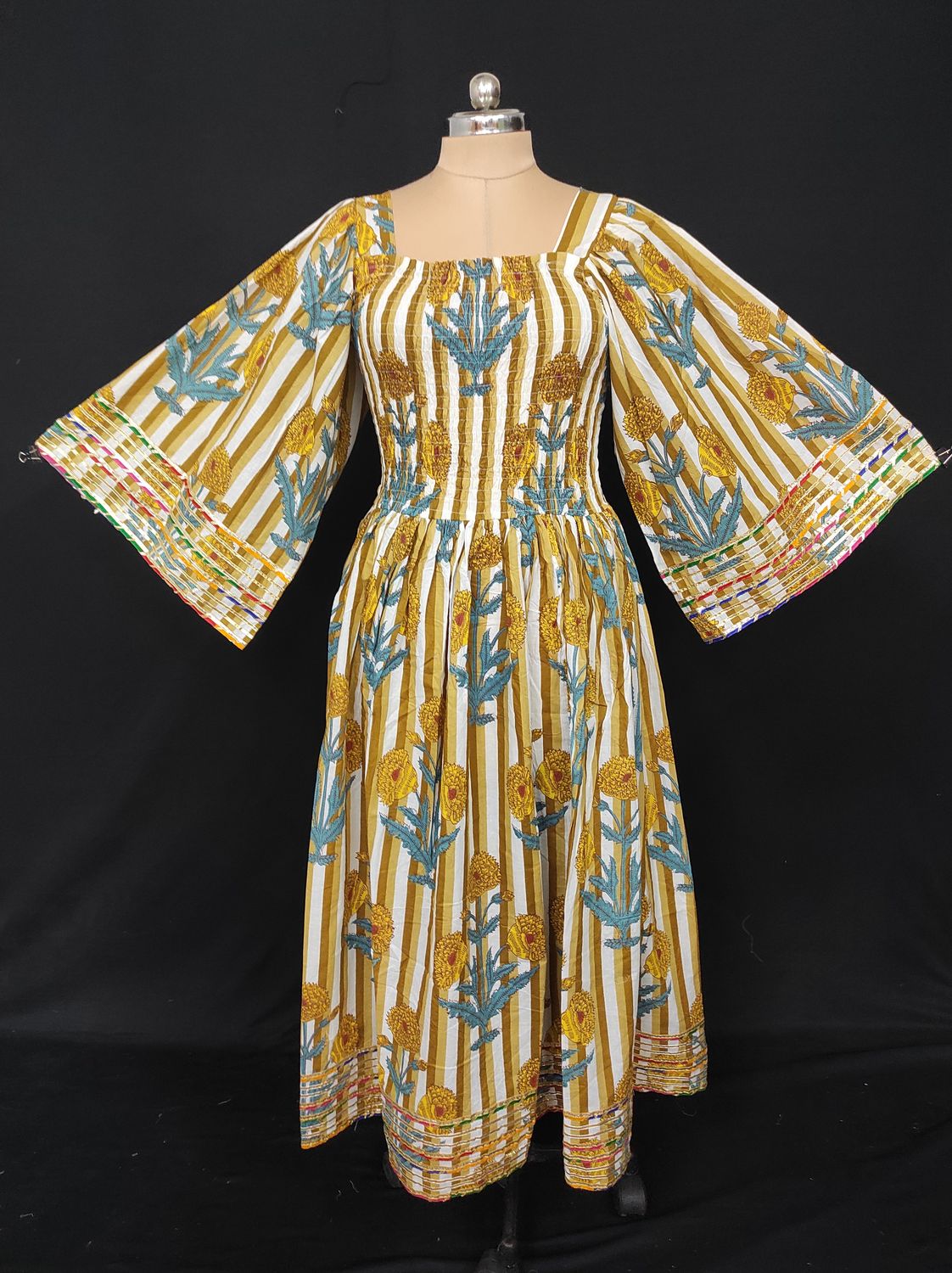 XS/S Elzina Printed Cotton Dress 54" Long Jalabiya JP