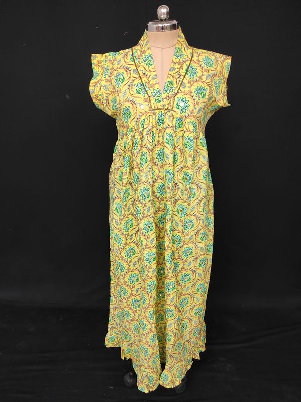 XS/S Amani Printed Cotton Dress 54" Short Sleeves Jalabiya JP