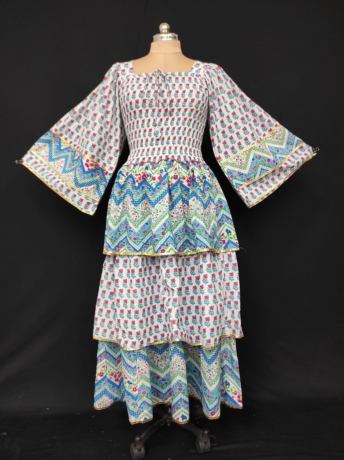 XS/S Rahima Printed Cotton Dress 54" Long Jalabiya JP