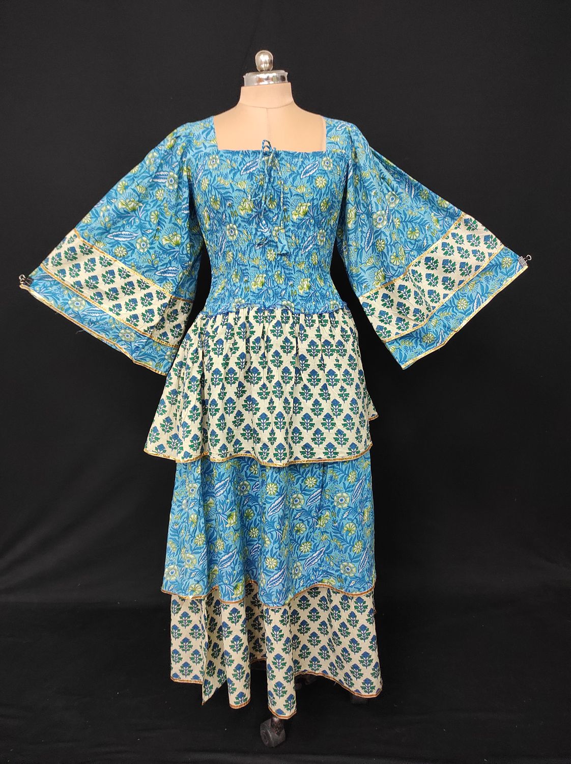 L/XL Rahima Printed Cotton Dress 57" Long Jalabiya JP