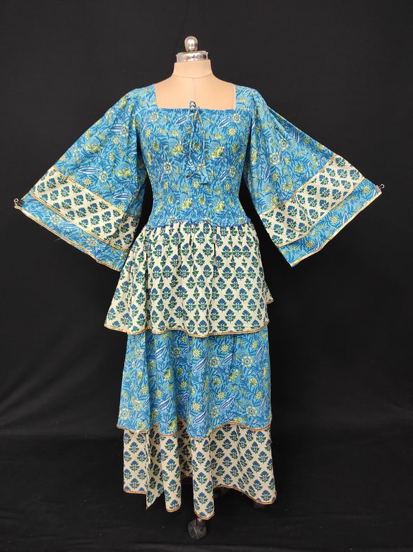 L/XL Rahima Printed Cotton Dress 57" Long Jalabiya JP