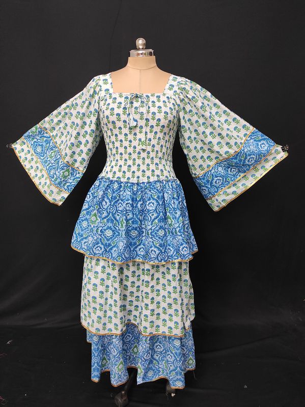 XS/S Rahima Printed Cotton Dress 54" Long Jalabiya JP