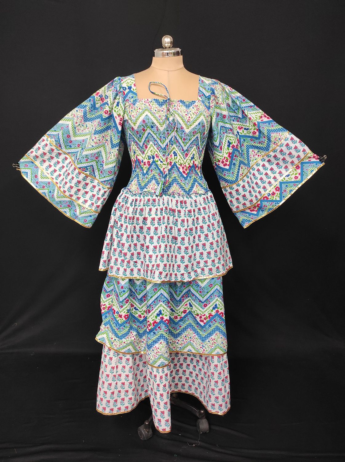 L/XL Rahima Printed Cotton Dress 57" Long Jalabiya JP