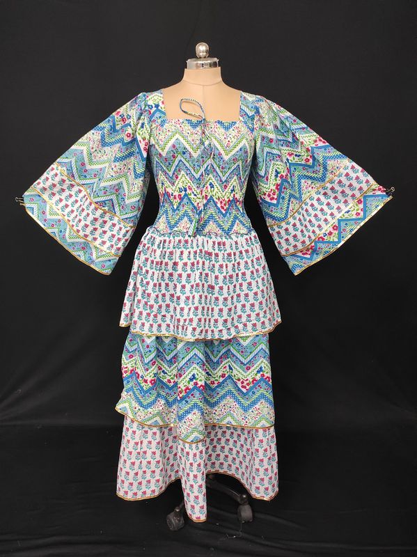 L/XL Rahima Printed Cotton Dress 57" Long Jalabiya JP