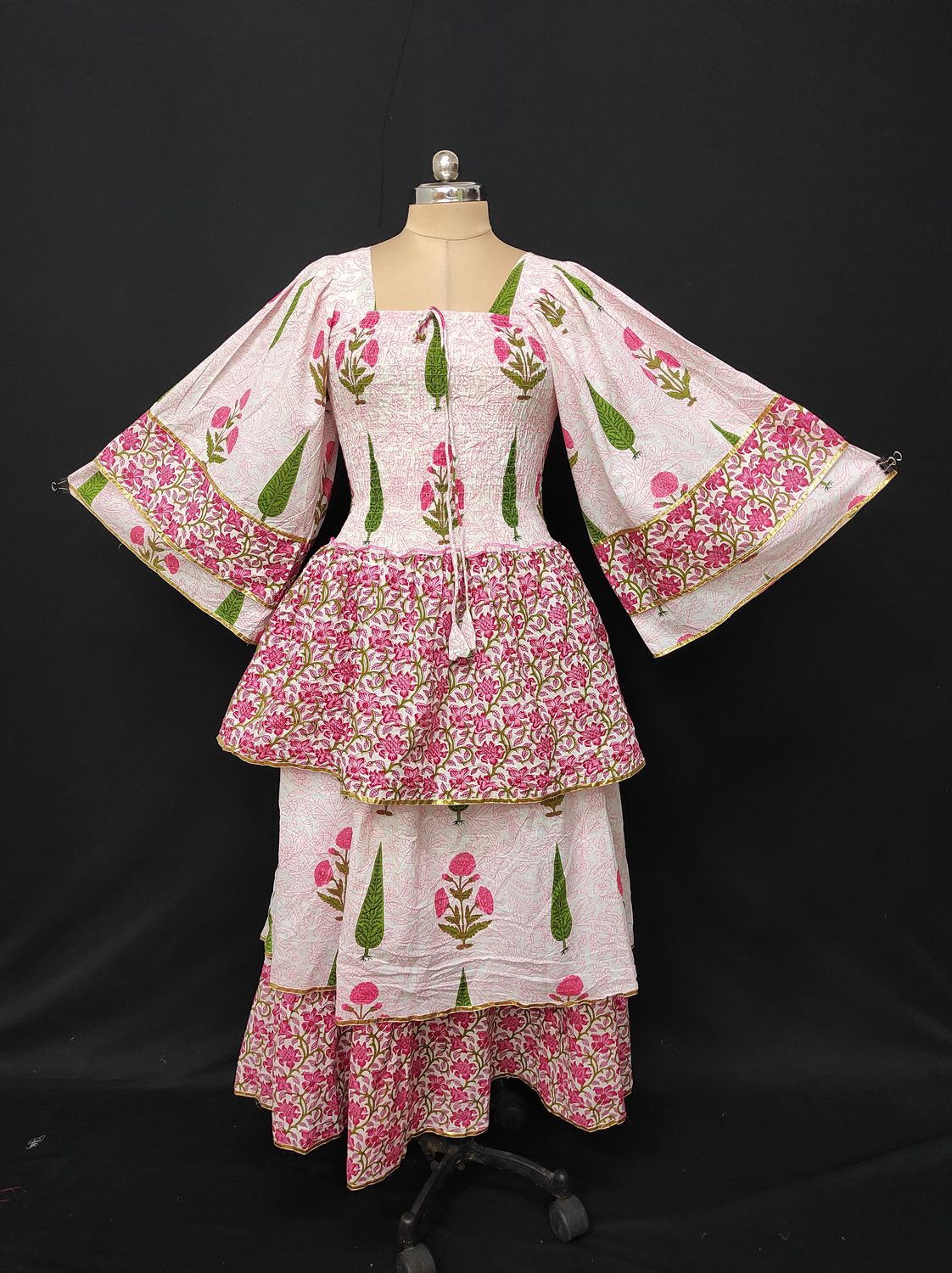 L/XL Rahima Printed Cotton Dress 57" Long Jalabiya JP