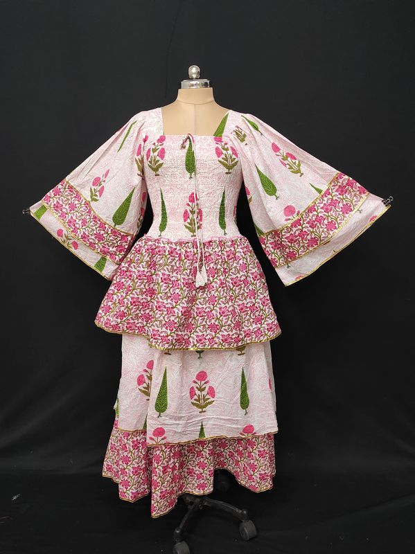 S/M Rahima Printed Cotton Dress 57" Long Jalabiya JP