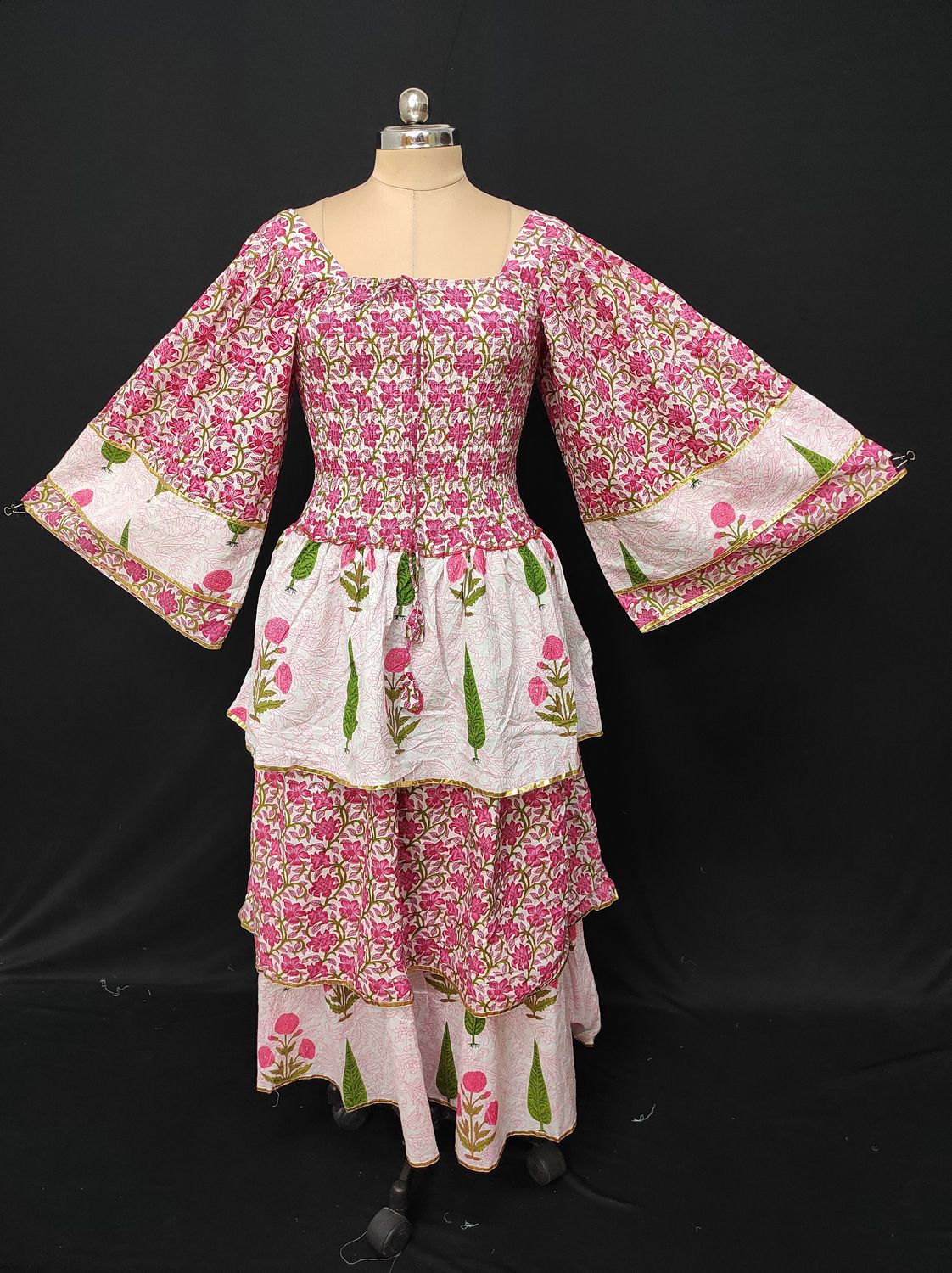 L/XL Rahima Printed Cotton Dress 57" Long Jalabiya JP
