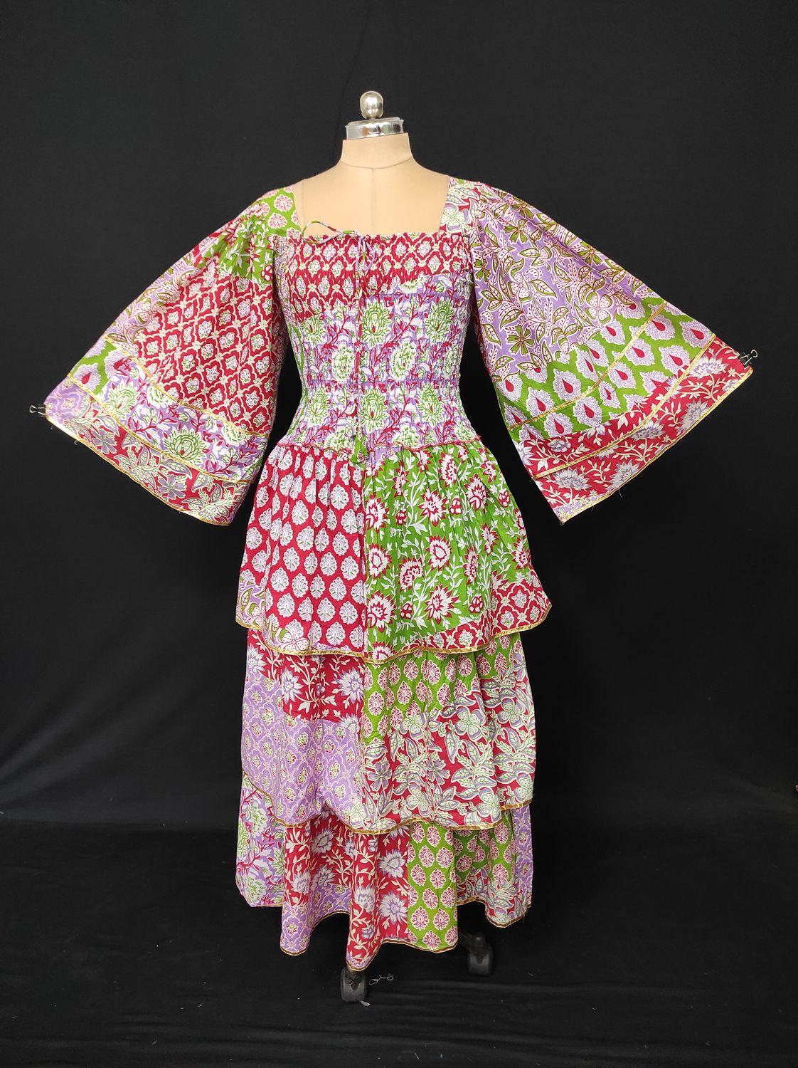 S/M Rahima Printed Cotton Dress 57" Long Jalabiya JP