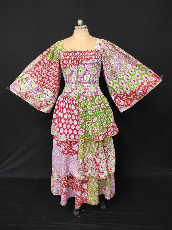 S/M Rahima Printed Cotton Dress 57" Long Jalabiya JP