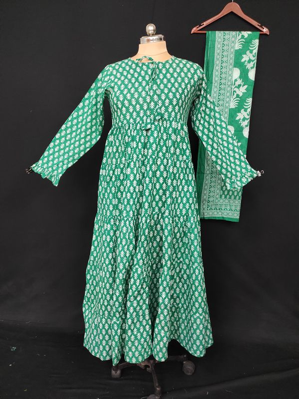 XS-S Razia Cotton Printed Dress 54" Long Jalabiya With Sheila JP