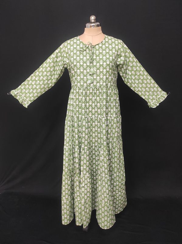 XS-S Razia Printed Cotton Dress 54" Long Jalabiya JP