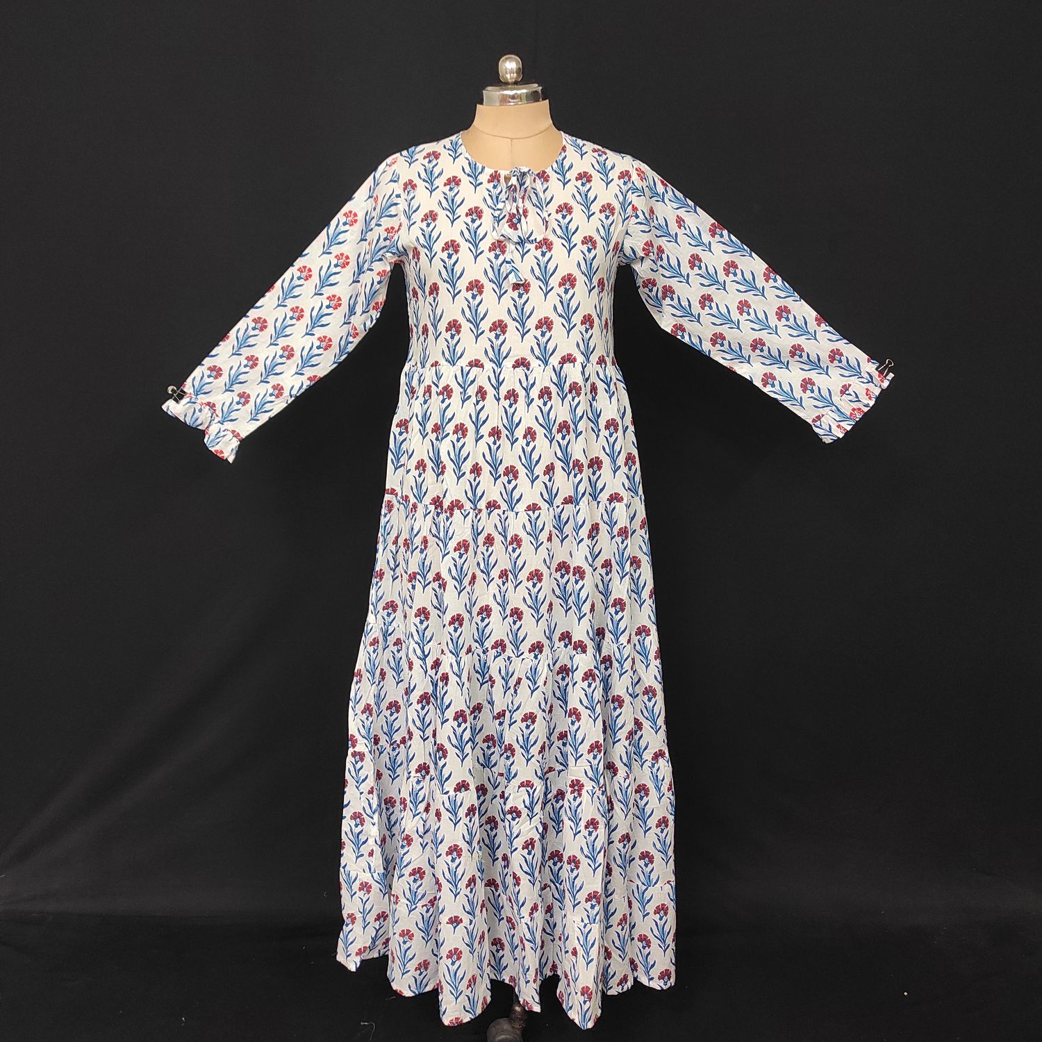 S-M Razia Printed Cotton Dress 57" Long Jalabiya JP