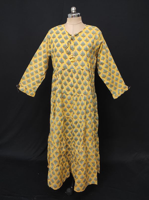 XS-S Razia Printed Cotton Dress 54" Long Jalabiya JP