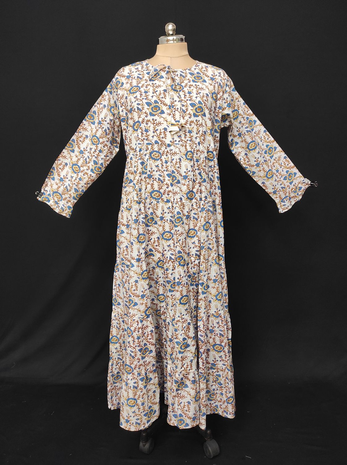 XS-S Razia Printed Cotton Dress 54" Long Jalabiya JP