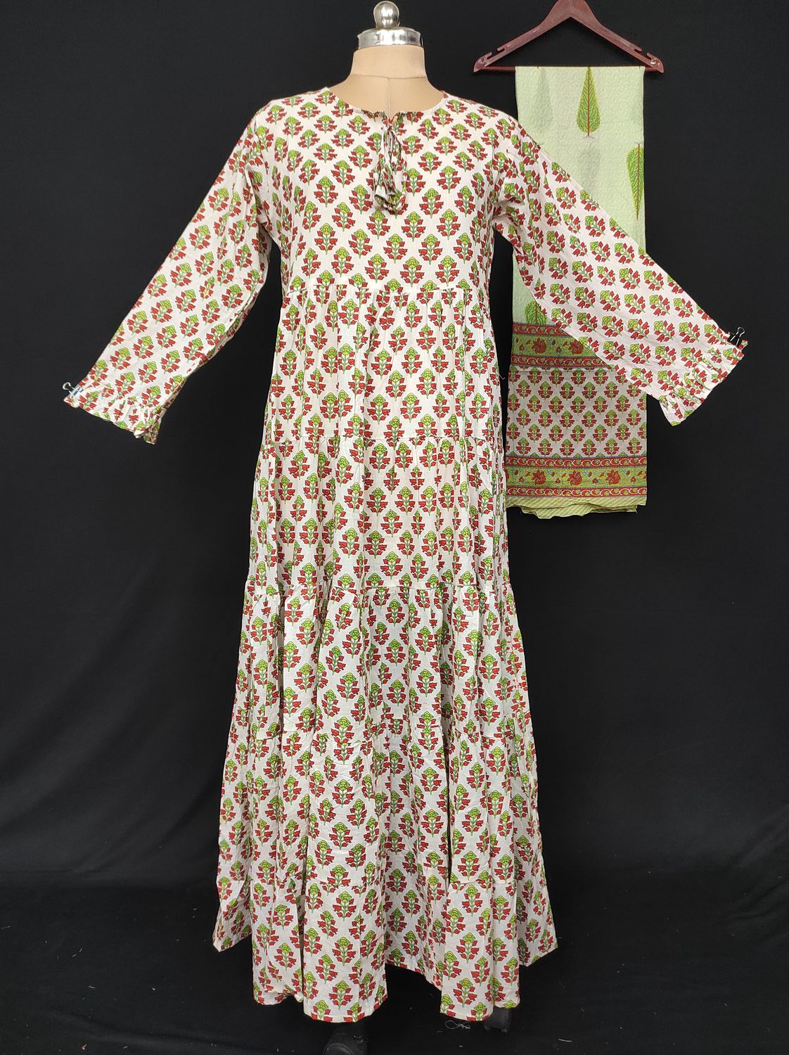 L/XL Razia Printed Cotton Dress 57" Long Jalabiya With Sheila JP