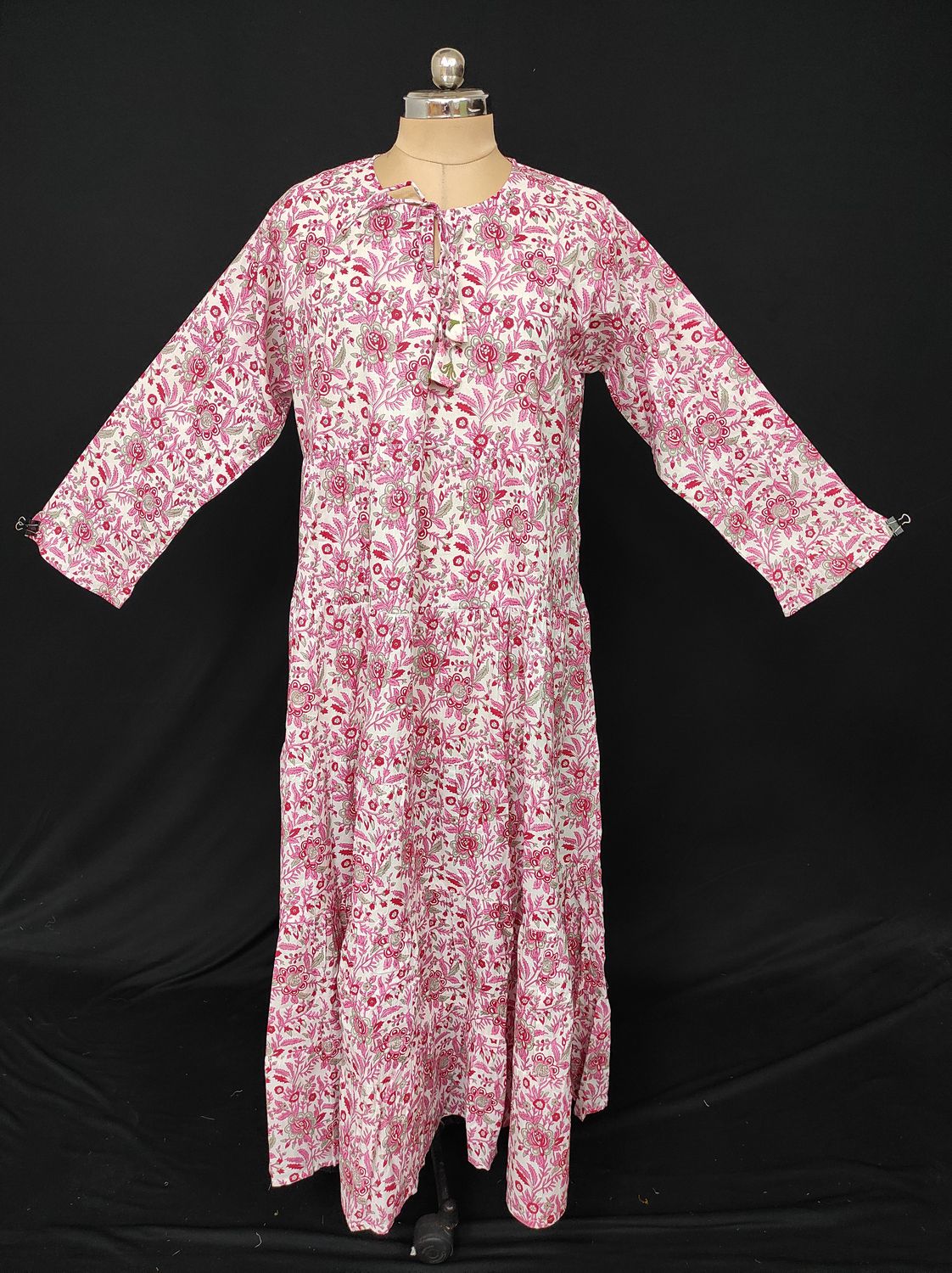 XS-S Razia Printed Cotton Dress 54" Long Jalabiya JP