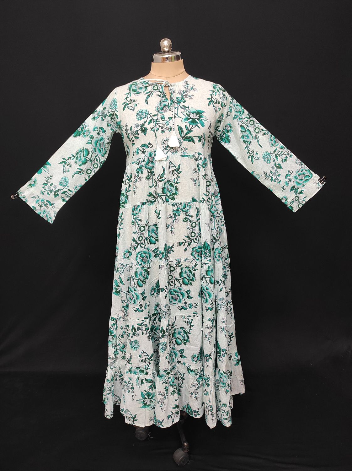 XS-S Razia Printed Cotton Dress 54" Long Jalabiya JP