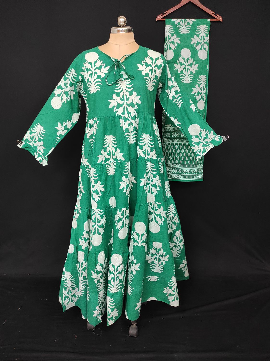 L/XL Razia Printed Cotton Dress 57" Long Jalabiya With Sheila JP