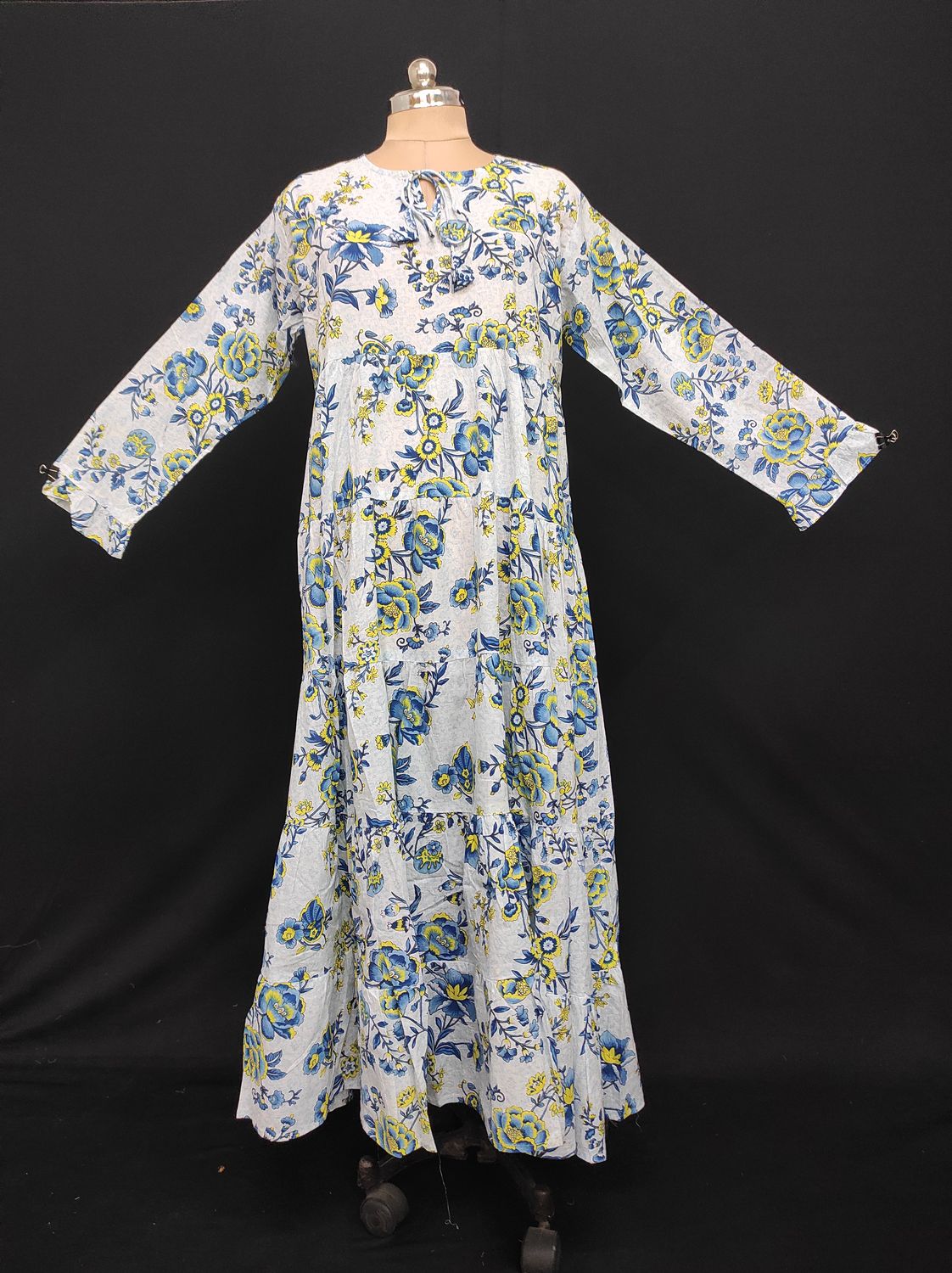 XS-S Razia Printed Cotton Dress 54" Long Jalabiya JP