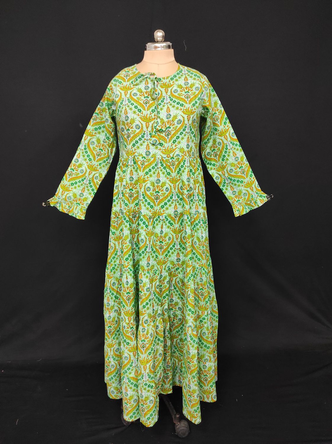 XS-S Razia Printed Cotton Dress 54" Long Jalabiya JP
