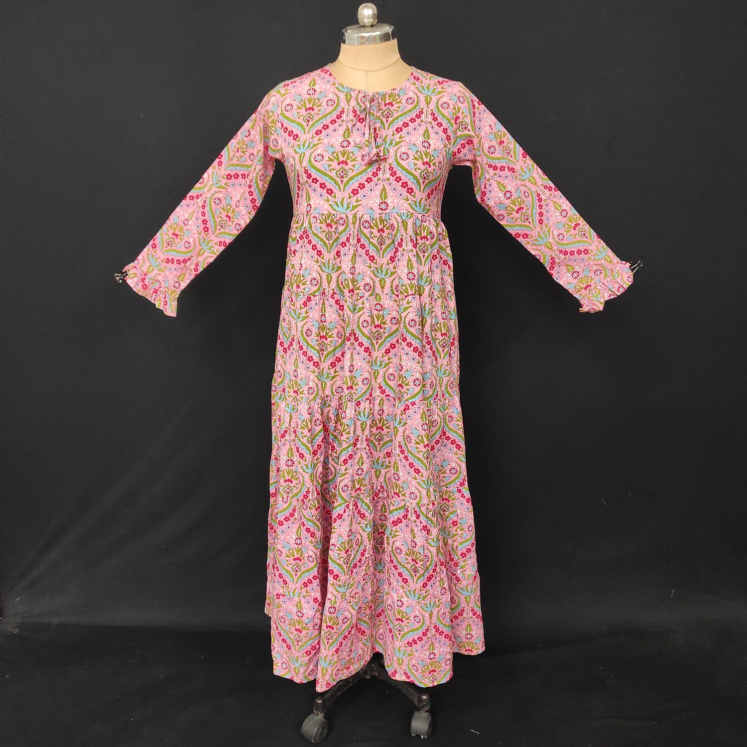 XS-S Razia Printed Cotton Dress 54" Long Jalabiya JP