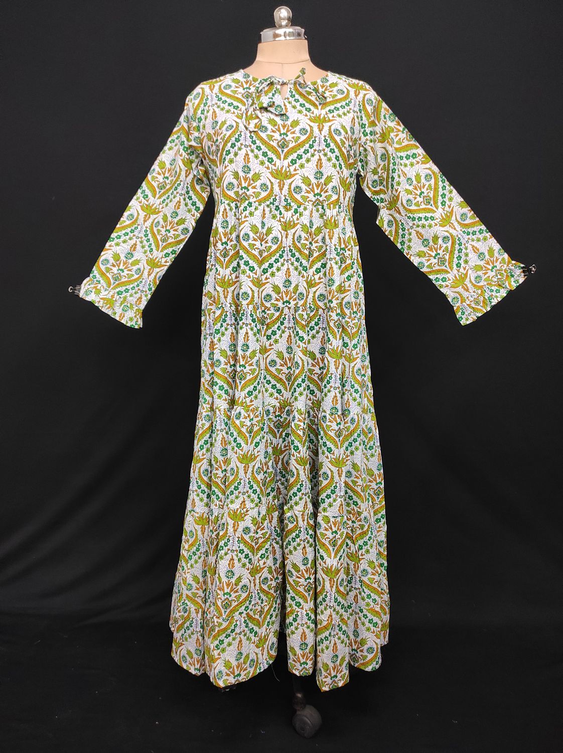 L/XL Razia Printed Cotton Dress 57" Long Jalabiya JP