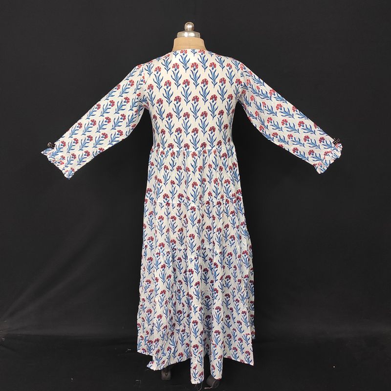 S-M Razia Printed Cotton Dress 57" Long Jalabiya JP