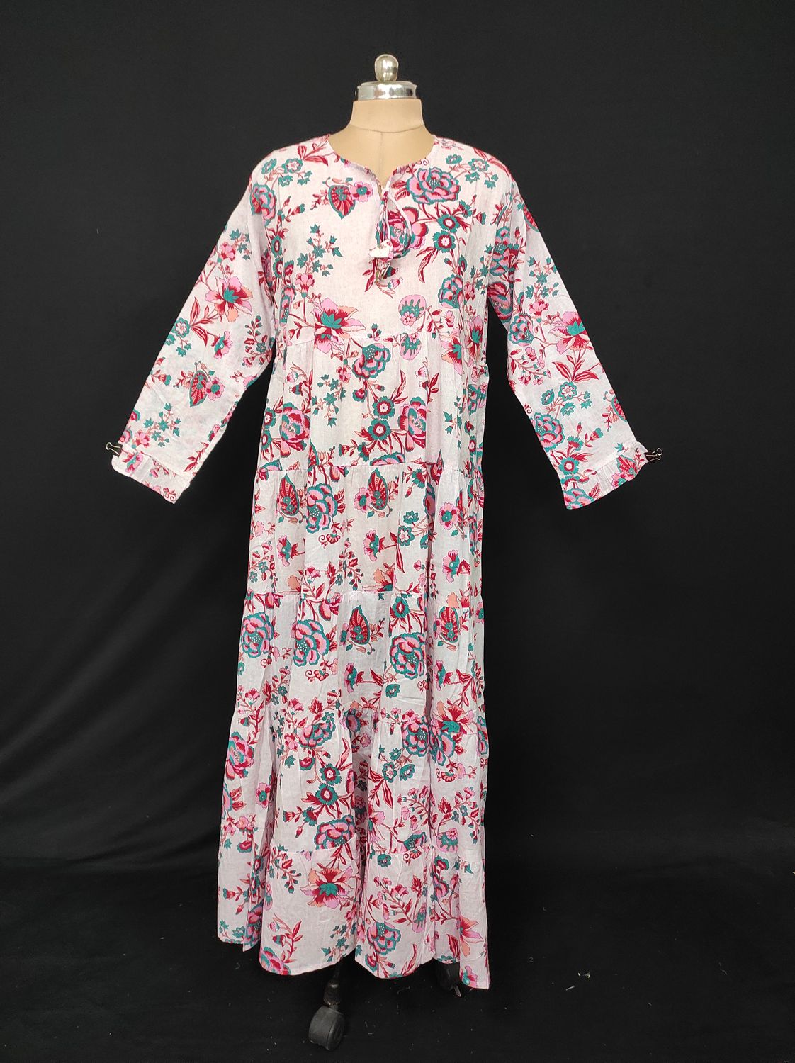 XS-S Razia Printed Cotton Dress 54" Long Jalabiya JP